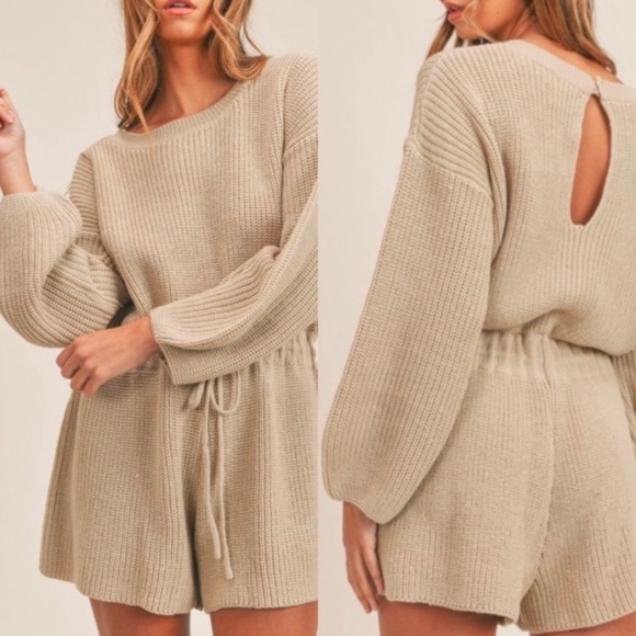 New // RICHIE SWEATER KNIT DRAWSTRING ROMPER - Picture 3 of 8